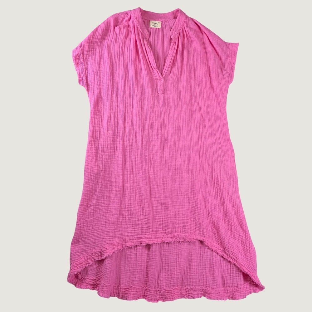 9seed Resort St Tropez High Low Cotton Gauze Dress Pink One Size OS
